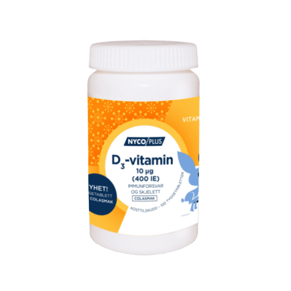 Nycoplus D3 Vitamin 10 Μg 400 IE Colasmak 100 Tyggetabletter 1 (1)