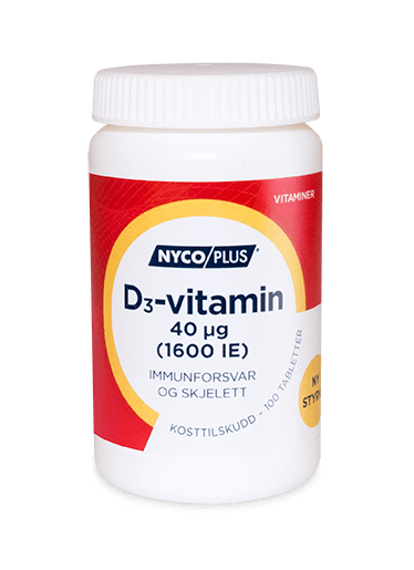 Boks med NYCOPLUS D3-vitamin 40 mikrogram