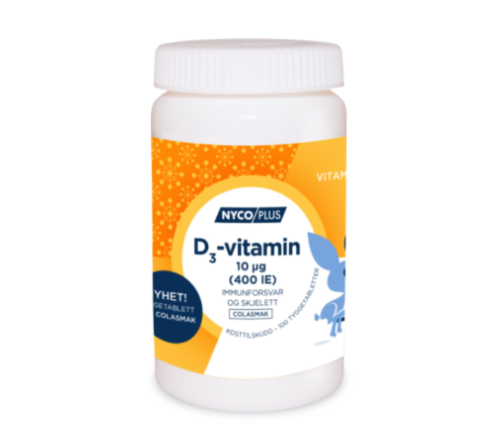 Boks med NYCOPLUS d3-vitamin med colasmak